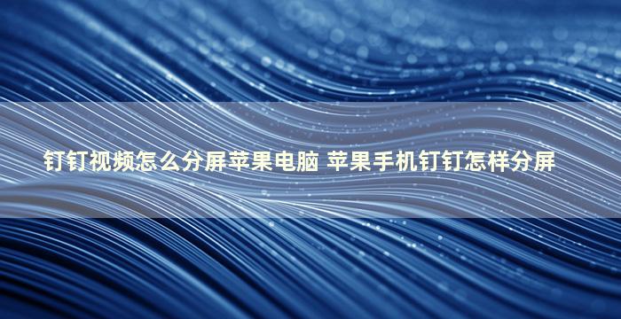 钉钉视频怎么分屏苹果电脑 苹果手机钉钉怎样分屏